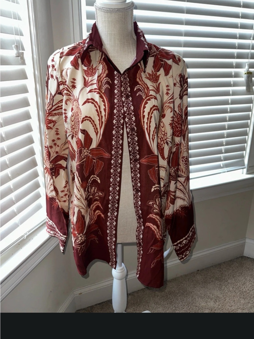 H&M Maroon & Cream Floral Button-Down Shirt